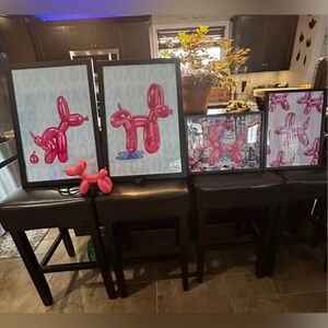 Balloon Dog Art Print Set 4-canvas print 1-statue Balloon Dog,1-ballon dog decal